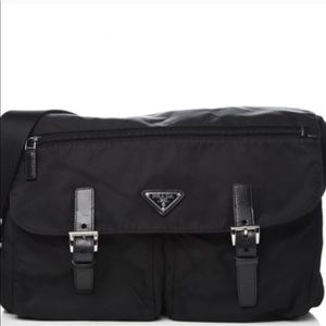 Prada Nylon Messenger Bag in Black